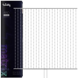 Twinkly Matrix - 480 RGB LED Lampki w kształcie pereł, przezroczysty przewód, 3.3x3.3ft typ wtyczki F