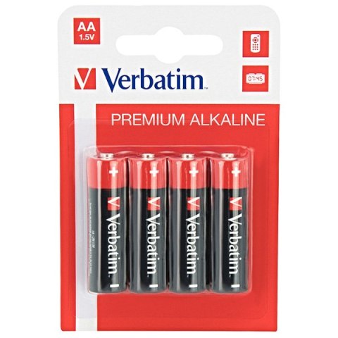 Bateria alkaliczna, AA, 1.5V, Verbatim, blistr, 4-pack, 49921