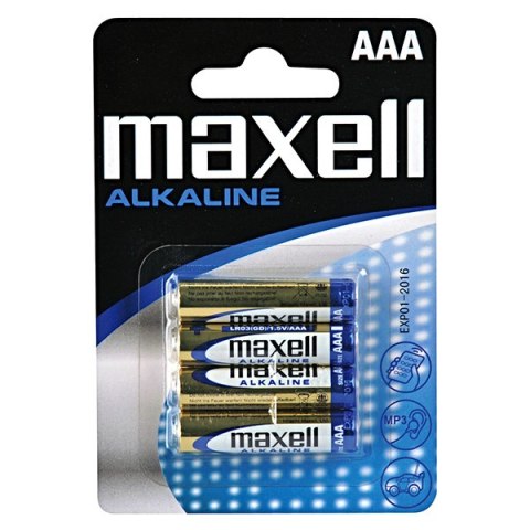 Bateria alkaliczna, AAA (LR03), LR-3, AAA, 1.5V, Maxell, blistr, 4-pack