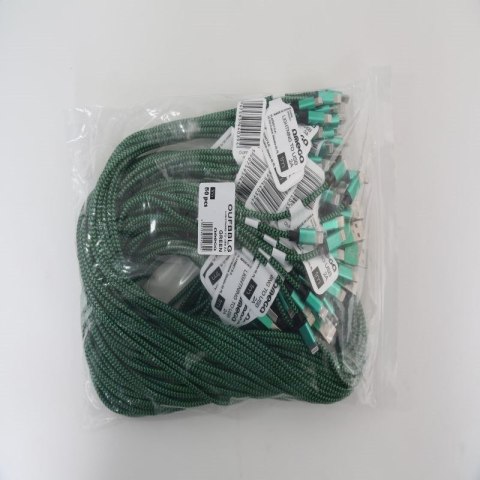OMEGA LIGHTNING TO USB FABRIC BRAIDED CABLE KABEL 2A 1M POLYBAG GREEN [44039]