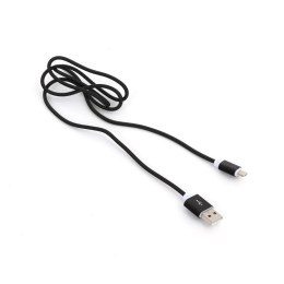 PLATINET ANOLIS MICRO LIGHTNING DOUBLE PLUG TO USB FABRIC BRAIDED CABLE KABEL 1M BLACK [43474]