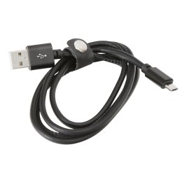 PLATINET HERA MICRO USB TO USB LEATHER CABLE KABEL 2,4A 1M BLACK [43292]