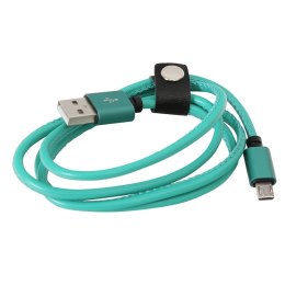 PLATINET HERA MICRO USB TO USB LEATHER CABLE KABEL 2,4A 1M GREEN [43294]