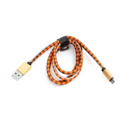 PLATINET MAMBA MICRO USB TO USB LEATHER CHECKED CABLE KABEL 2,4A 1M ORANGE [43325]