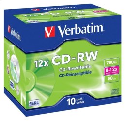 VERBATIM CD-RW 700MB 8-12X JEWEL CASE BOX*10 43148