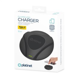 PLATINET WIRELESS CHARGER WITH FAN COOLING 15W USB-C BLACK [45289]