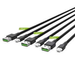 Zestaw 3x Kabel Green Cell GC Ray USB - Lightning 120cm do iPhone, iPad, iPod, biały LED, szybkie ładowanie