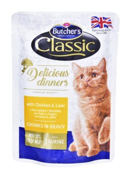 Butcher's Delicious Dinners Cat - mokra karma dla kota z kurczakiem i wątróbką w sosie - saszetka - 100 g
