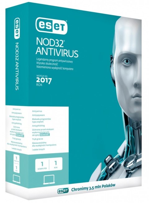 ESET NOD32 Antivirus BOX 1U 12M ENA-K-1Y-1D Przedłużenie