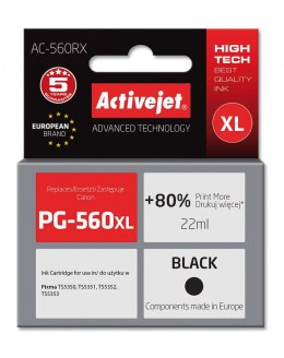 Activejet AC-560RX Tusz (zamiennik Canon PG-560XL; Supreme; 22ml; czarny). Drukuje więcej o 80% względem OEM.