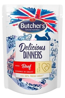 Butcher's Delicious Dinners Cat - mokra karma dla kota - wołowina w sosie - saszetka 100 g