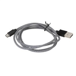 PLATINET HERMES MICRO USB TO USB FABRIC BRAIDED CABLE KABEL 2A 1M BLACK [43302]