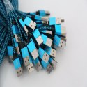 OMEGA VARAN MICRO USB TO USB FABRIC BRAIDED CABLE KABEL 2A 1M POLYBAG BLUE [44190]