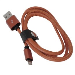 PLATINET ASPER LIGHTNING TO USB LEATHER CABLE KABEL 2,4A 1M BROWN [43298]