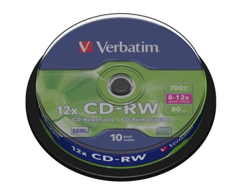 VERBATIM CD-RW 700MB 8-12X CAKE*10 43480