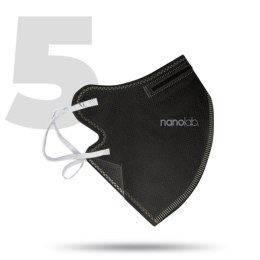Nano, do prania Maseczka ochronna, FFP2, czarny, uniwersalny, 5ks, Nanolab