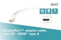 Digitus Kabel adapter Displayport 1080p 60Hz FHD Typ miniDP/HDMI A M/Ż biały 0,15m
