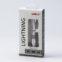 Logo USB kabel (2.0), USB A M - Apple Lightning M, 1m, MFi certifikat, 5V/2,4A, biały, box, oplot nylonowy, aluminiowa osłona zł
