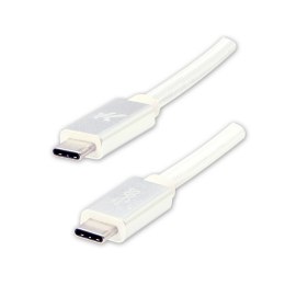 Logo USB kabel (3.2 gen 1), USB C (M) - USB C (M), 1m, 5 Gb/s, 5V/3A, biały, box, oplot nylonowy, aluminiowa osłona złącza