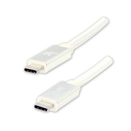 Logo USB kabel (3.2 gen 2), USB C (M) - USB C (M), 1m, Power Delivery 100W, 10 Gb/s, 20V/5A, biały, box, oplot nylonowy, alumini