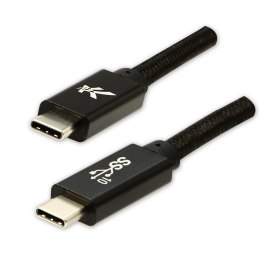 Logo USB kabel (3.2 gen 2), USB C (M) - USB C (M), 1m, Power Delivery 100W, 10 Gb/s, 20V/5A, czarny, box, oplot nylonowy, alumin