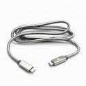 Logo USB kabel (3.2 gen 2), USB C (M) - USB C (M), 1m, Power Delivery 100W, 10 Gb/s, 20V/5A, srebrny, box, oplot nylonowy, alumi
