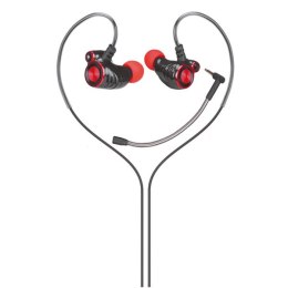 HP DHE-7002, słuchawki z mikrofonem, regulacja głośności, czerwona, 2.0, douszne typ 3.5 mm jack