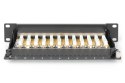 Digitus Patch panel 10" 12 portów, kat.6, S/FTP, 1U, wspornik kablowy, czarny (kompletny)