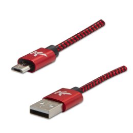 Logo USB kabel (2.0), USB A M - microUSB (M), 1m, 480 Mb/s, 5V/2A, czerwony, box, oplot nylonowy, aluminiowa osłona złącza