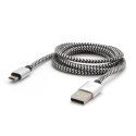 Logo USB kabel (2.0), USB A M - microUSB (M), 1m, 480 Mb/s, 5V/2A, srebrny, box, oplot nylonowy, aluminiowa osłona złącza