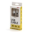 Logo USB kabel (2.0), USB A M - microUSB (M), 1m, 480 Mb/s, 5V/2A, srebrny, box, oplot nylonowy, aluminiowa osłona złącza