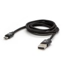 Logo USB kabel (2.0), USB A M - microUSB (M), 2m, 480 Mb/s, 5V/1A, czarny, box, oplot nylonowy, aluminiowa osłona złącza