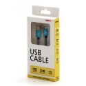 Logo USB kabel (2.0), USB A M - microUSB (M), 2m, 480 Mb/s, 5V/1A, niebieski, box, oplot nylonowy, aluminiowa osłona złącza