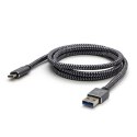 Logo USB kabel (3.2 gen 1), USB A M - USB C (M), 1m, 5 Gb/s, 5V/3A, szary, box, metalowy oplot, aluminiowa osłona złącza