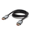 Video Kabel HDMI M - HDMI M, HDMI 2.1 - Ultra High Speed, 2m, pozłacane złącza, aluminiowa obudowa,, szary, Logo 8K@60Hz, 48Gb/s
