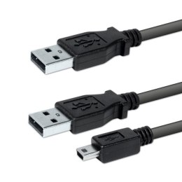 Logo USB kabel (2.0), 2x USB A (M) - miniUSB (M), 0.6m, czarny, blistr