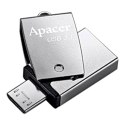 Apacer USB flash disk OTG, USB 3.0, 64GB, AH750, srebrny, AP64GAH750S-1, USB A / USB Micro B, z obrotową osłoną