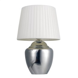 PLATINET TABLE LAMP LAMPA STOŁOWA SILVER BASE, WHITE SHADE, H35 [45690]