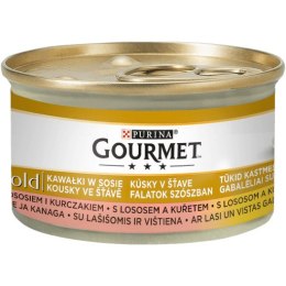 GOURMET GOLD Łosoś i kurczak w sosie mokra karma dla kota - puszka - 85 g
