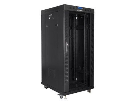 SZAFA INSTALACYJNA RACK STOJĄCA 19" 27U 800X1000 CZARNA DRZWI SZKLANE LCD LANBERG (FLAT PACK) V2