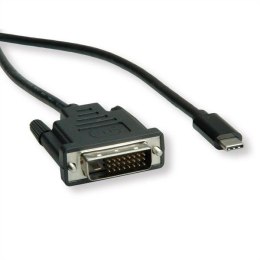 USB/Video kabel, DP Alt Mode, USB C (M) - DVI (24+1) M, 1 m, okrągły, czarny, plastic bag
