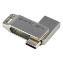 Goodram USB flash disk, USB 3.0, 128GB, ODA3, srebrny, ODA3-1280S0R11, USB A / USB C, z obrotową osłoną