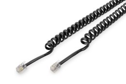 Kabel połączeniowy DIGITUS spiralny do słuchawek telefonicznych RJ10/RJ10 M/M czarny 2m