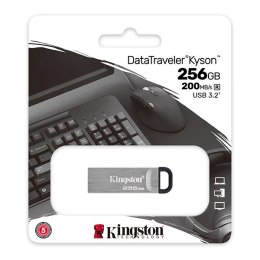 Kingston USB flash disk, USB 3.0, 256GB, DataTraveler(R) Kyson, srebrny, DTKN/256GB, USB A, z oczkiem na brelok