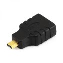 Video redukcja, micro HDMI (M) - HDMI F, czarna, Logo pozłacane końcówki