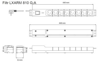 Lestar Listwa przeciwprzepięciowa LXARM 810, 3L, PDU, 1,5m, czarna