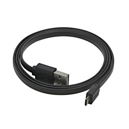 USB kabel (2.0), USB A (M) reversible - microUSB reversible (M), 0.3m, płaski, czarny, dwustronny