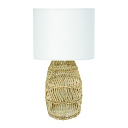 PLATINET TABLE RATTAN LAMP LAMPA RATTANOWA WHITE SHADE KORFU [45753]