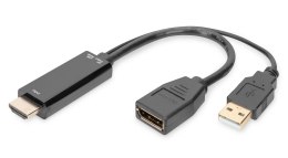 Kabel adapter DIGITUS HDMI 4K 30Hz na DisplayPort i USB A, 0,2m