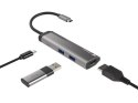 MULTIPORT ADAPTER NATEC FOWLER SLIM USB-C 4W1 HUB ->USB 3.0 2X, HDMI 4K, USB-C PD